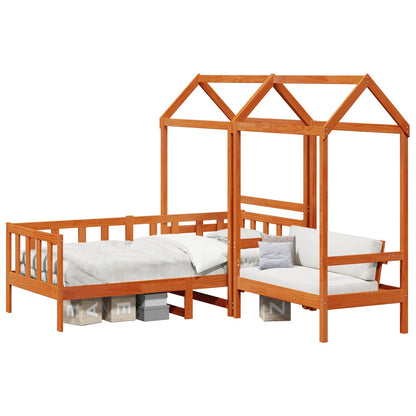 vidaXL Day Bed Set 3 pcs Wax Brown Solid Pine Wood