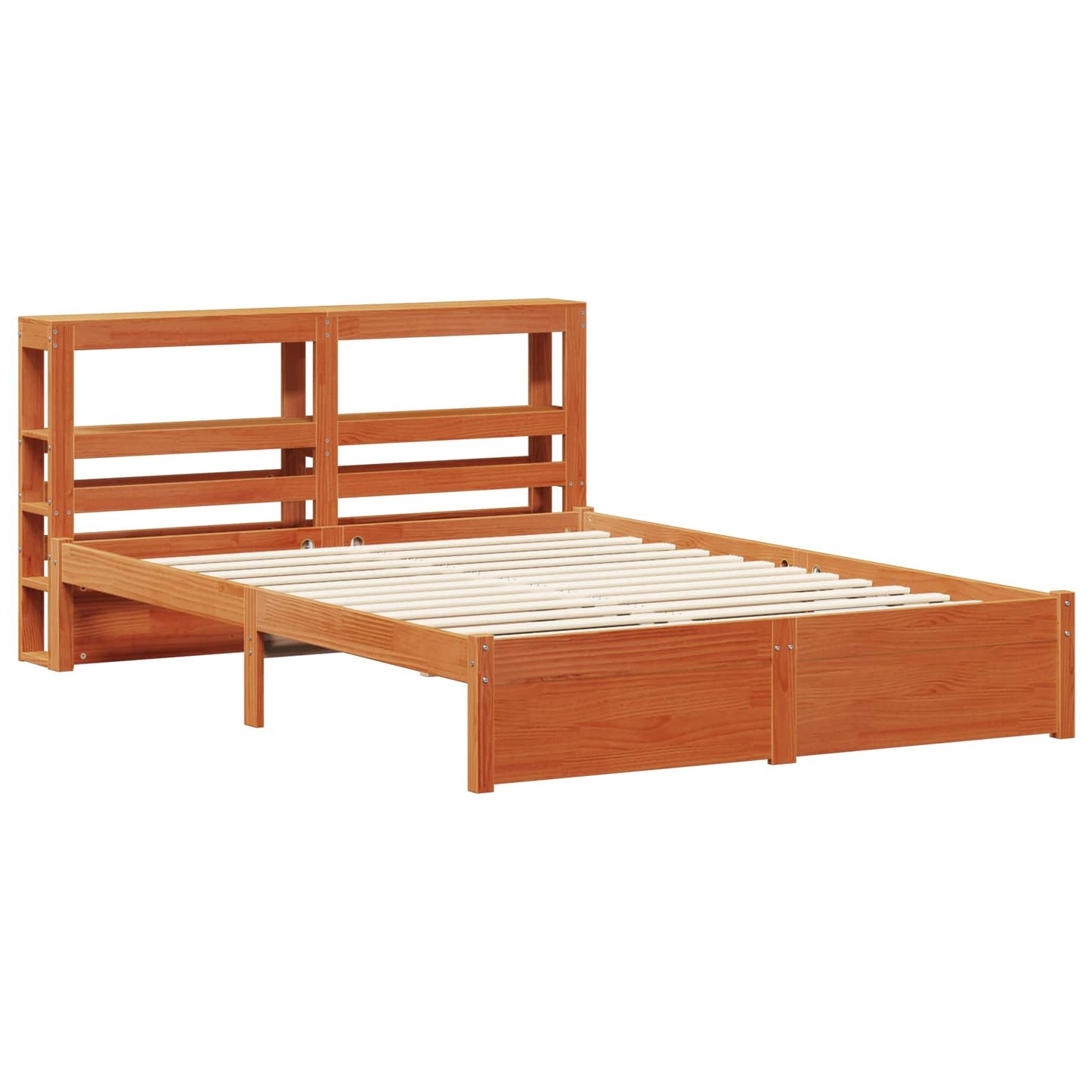 vidaXL Bed Frame with Headboard Wax Brown 120 x 200 cm Solid Pine Wood