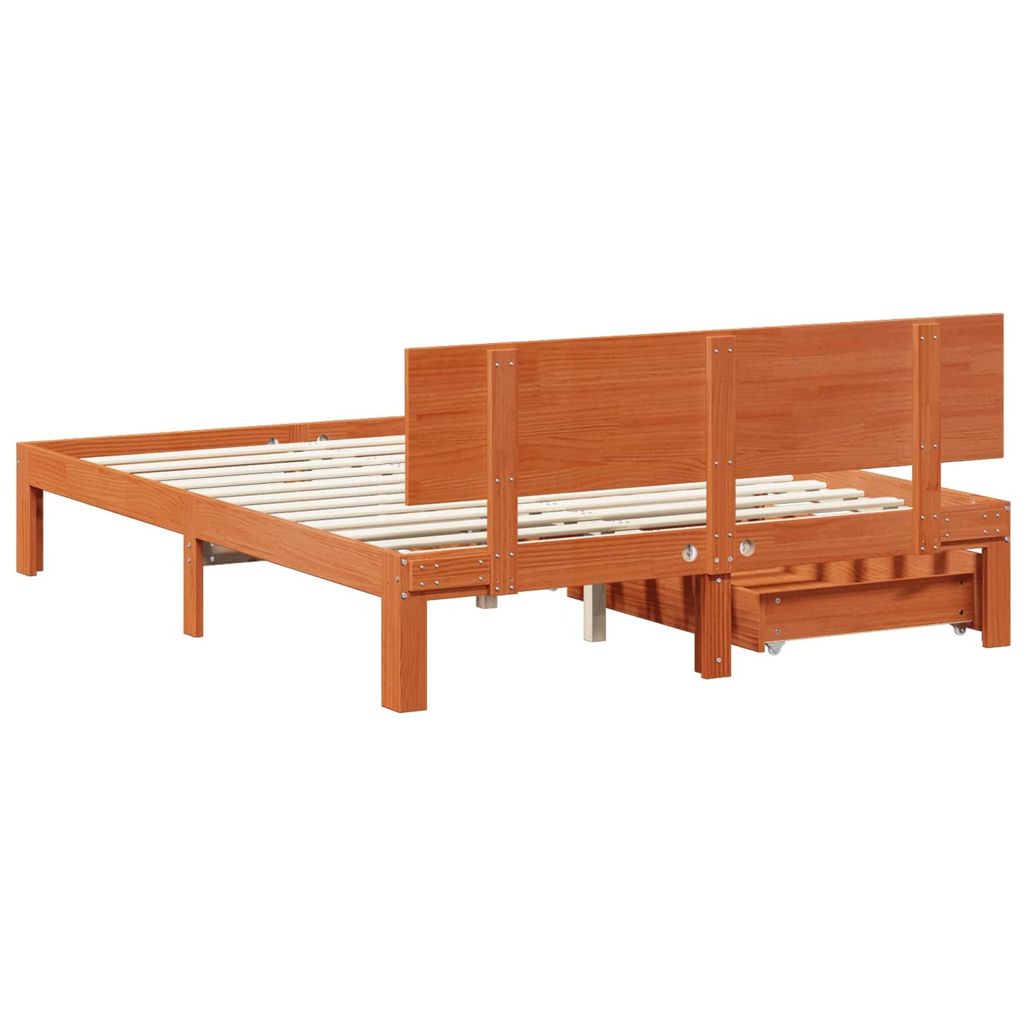 vidaXL Bed Frame with Headboard 3 pcs Wax Brown Solid Pine Wood