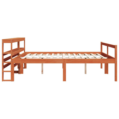 vidaXL Bed Frame with Headboard 2 pcs Wax Brown Solid Pine Wood