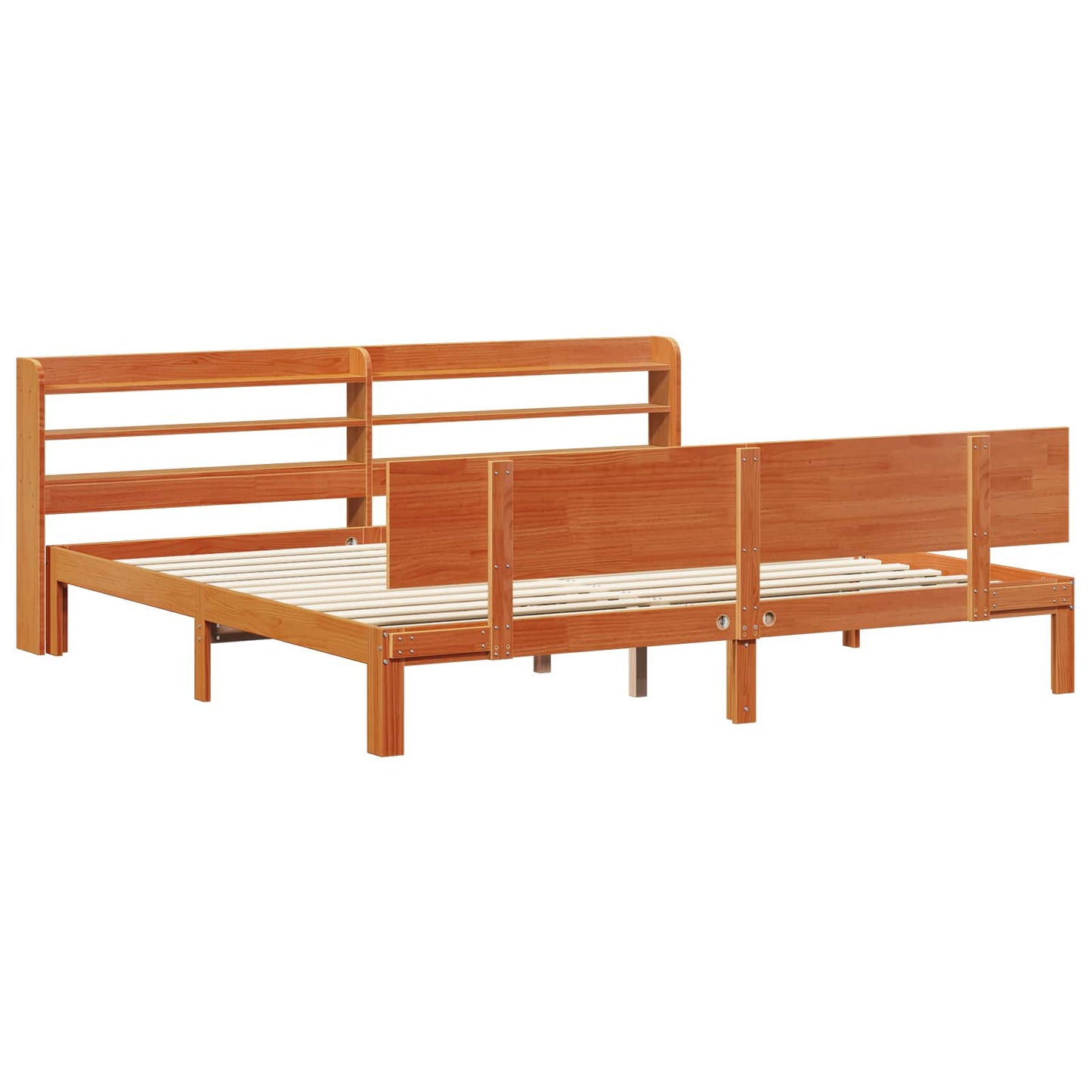 vidaXL Bed Frame with Headboard 2 pcs Wax Brown Solid Pine Wood