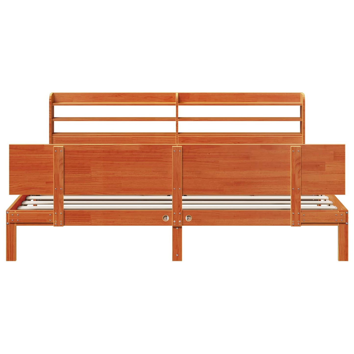 vidaXL Bed Frame with Headboard 2 pcs Wax Brown Solid Pine Wood