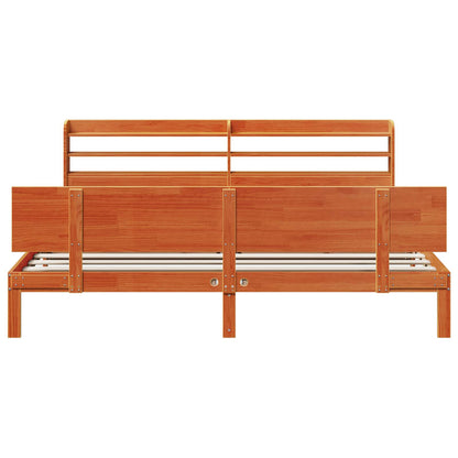 vidaXL Bed Frame with Headboard 2 pcs Wax Brown Solid Pine Wood