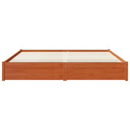 vidaXL Bed Frame with Drawer Wax Brown 200 x 200 cm Solid Pine Wood