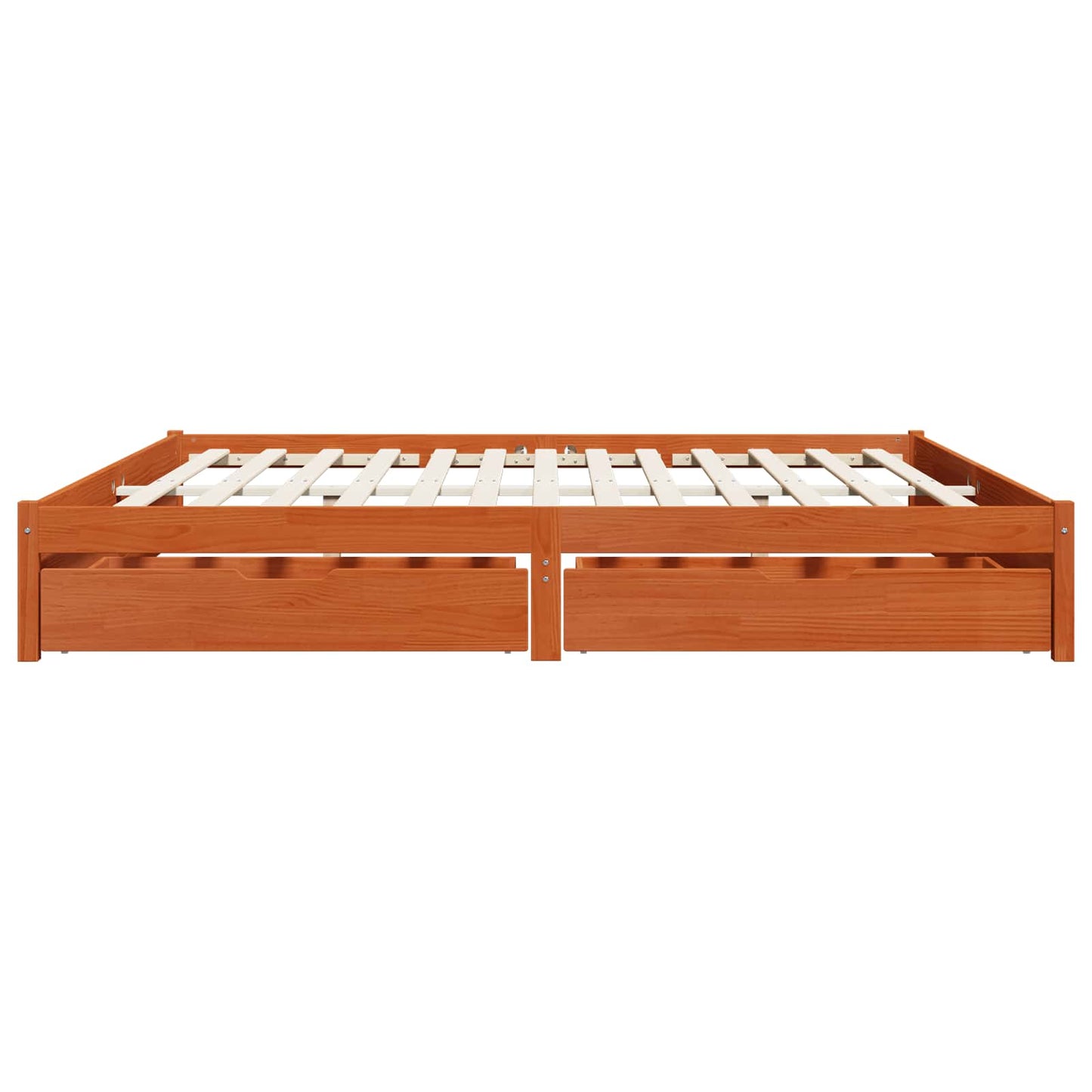 vidaXL Bed Frame with Drawer Wax Brown 200 x 200 cm Solid Pine Wood