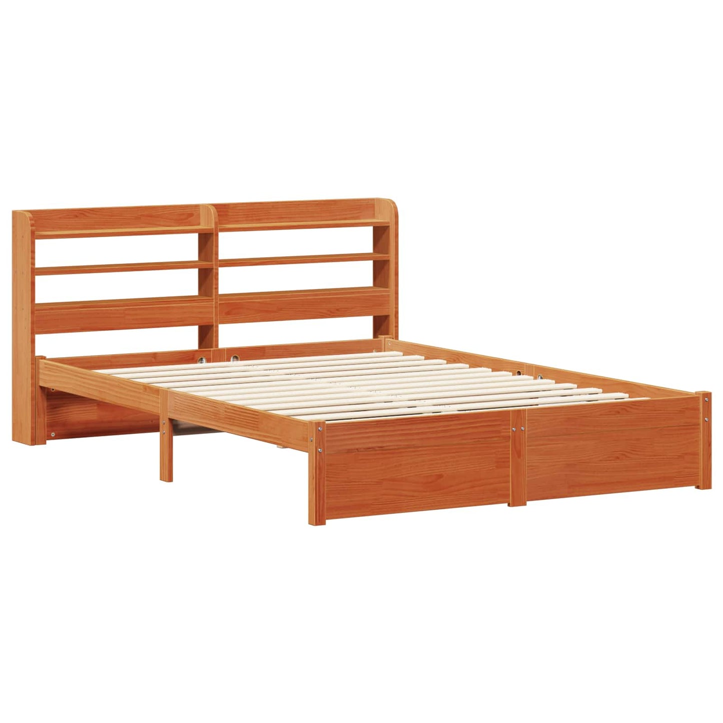 vidaXL Bed Frame with Headboard 2 pcs Wax Brown Solid Pine Wood