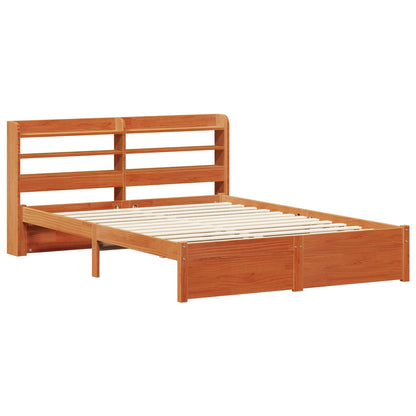 vidaXL Bed Frame with Headboard 2 pcs Wax Brown Solid Pine Wood