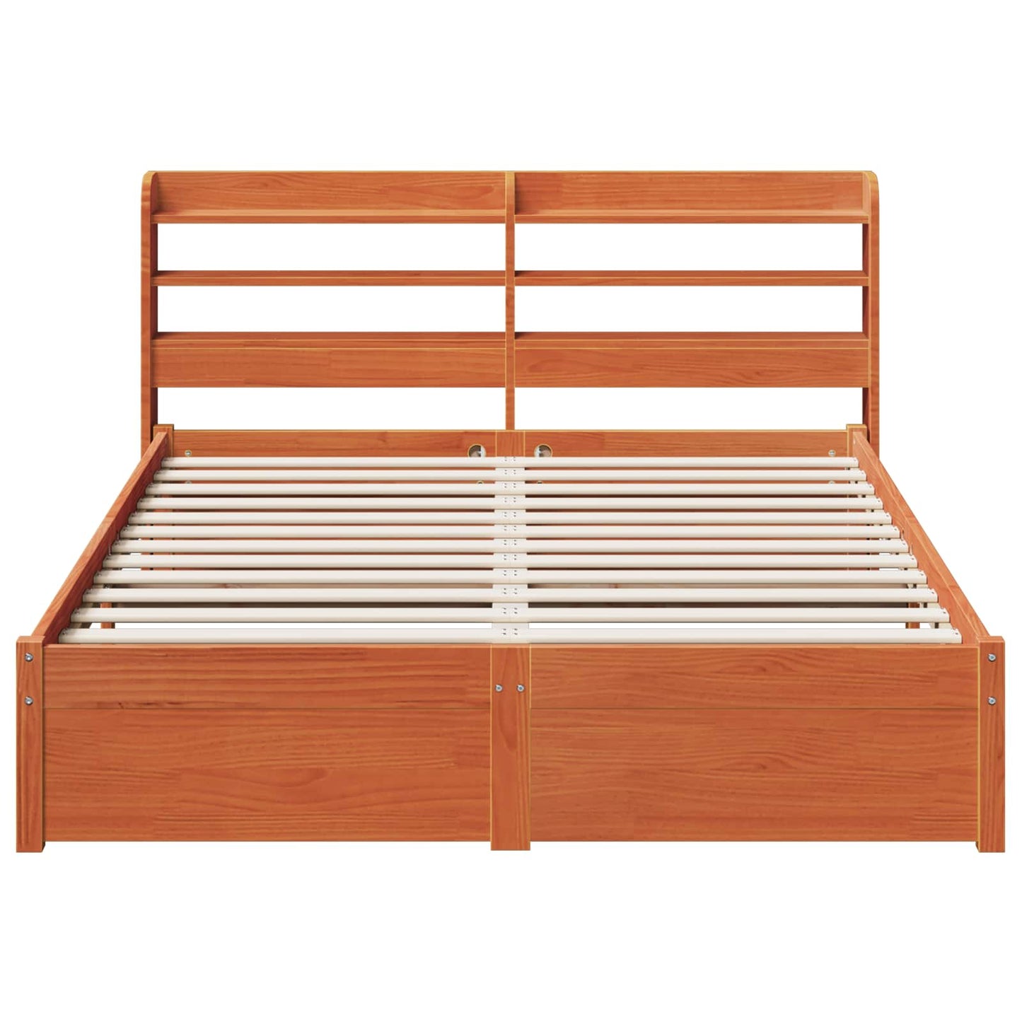 vidaXL Bed Frame with Headboard 2 pcs Wax Brown Solid Pine Wood