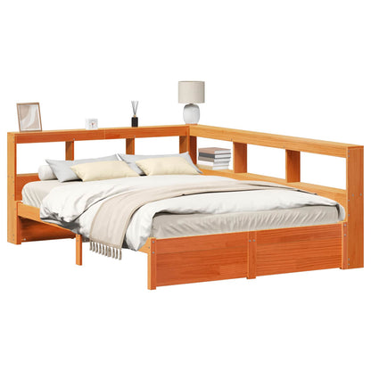 vidaXL Bookcase Bed 2 pcs Wax Brown 200 x 150 cm Solid Pine Wood