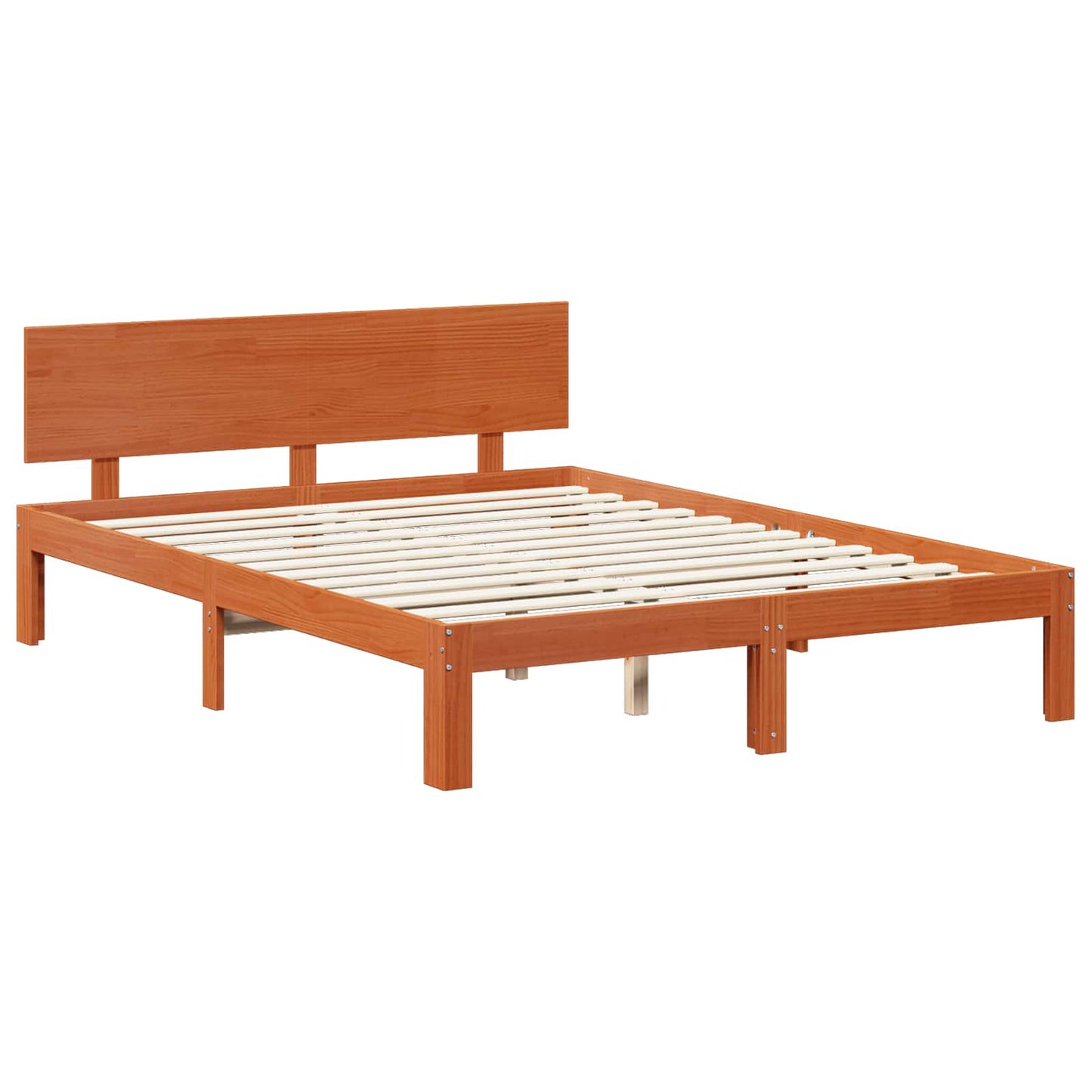 vidaXL Bed Frame with Headboard 3 pcs Wax Brown Solid Pine Wood