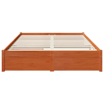 vidaXL Bed Frame with Drawer 3 pcs Wax Brown Solid Pine Wood