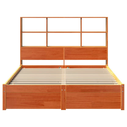 vidaXL Bed Frame with Storage Headboard Wax Brown 140 x 200 cm