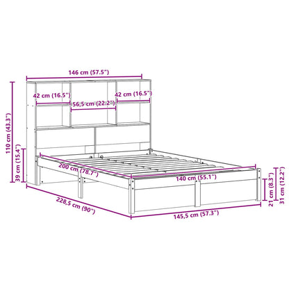 vidaXL Bed Frame with Storage Headboard Wax Brown 140 x 200 cm