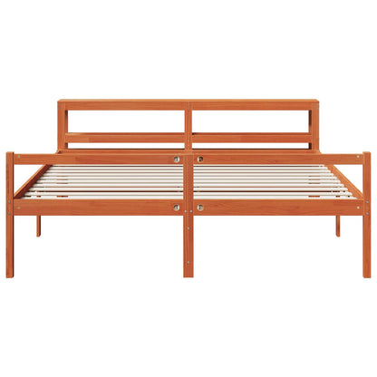 vidaXL Bed Frame with Headboard 2 pcs Wax Brown Solid Pine Wood