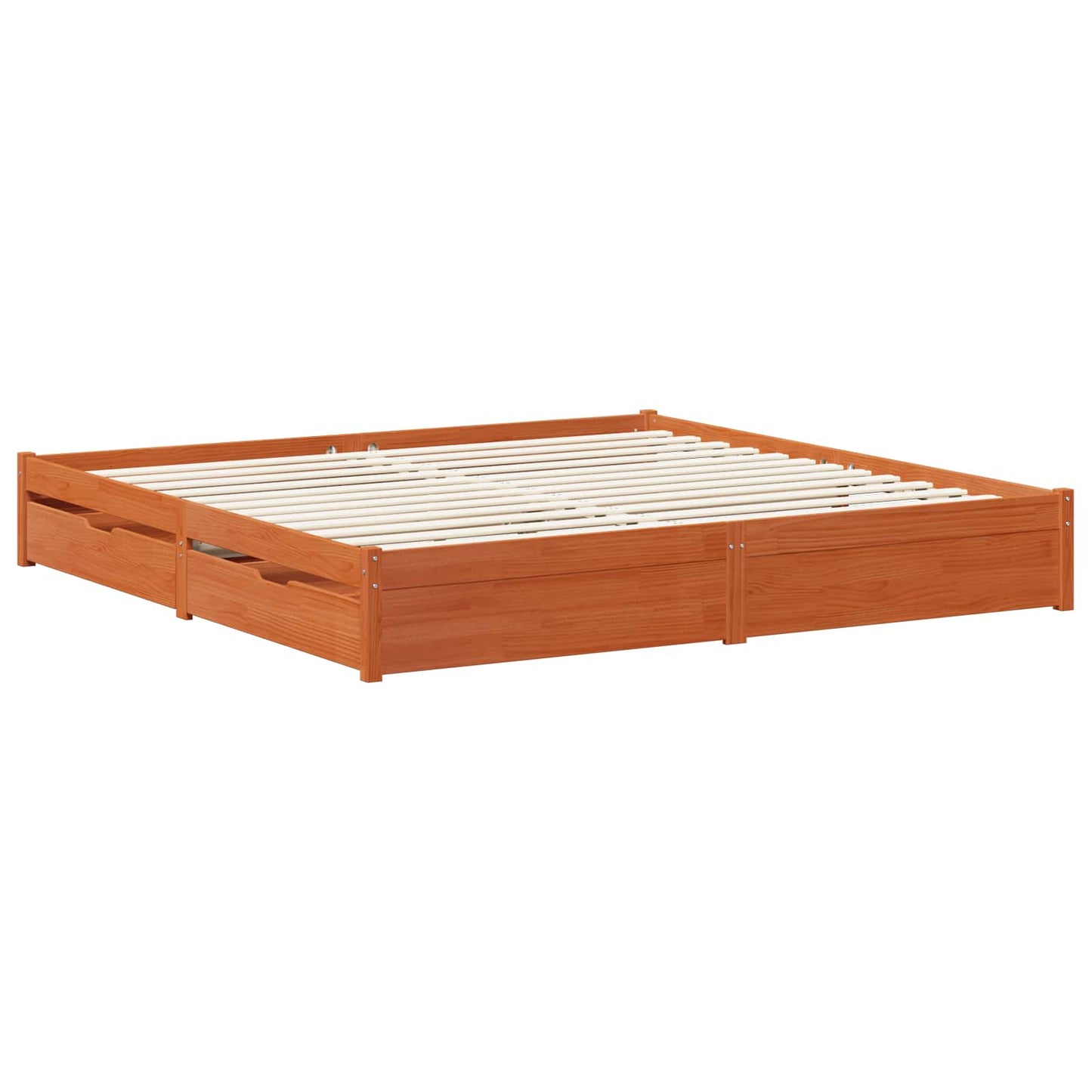 vidaXL Bed Frame with Drawer Wax Brown 180 x 200 cm Solid Pine Wood
