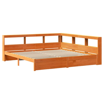 vidaXL Bookcase Bed 2 pcs Wax Brown 200 x 200 cm Solid Pine Wood