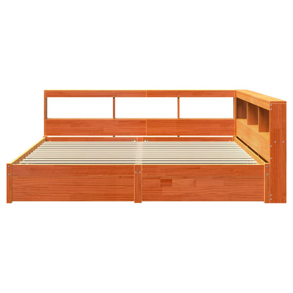 vidaXL Bookcase Bed 2 pcs Wax Brown 200 x 200 cm Solid Pine Wood