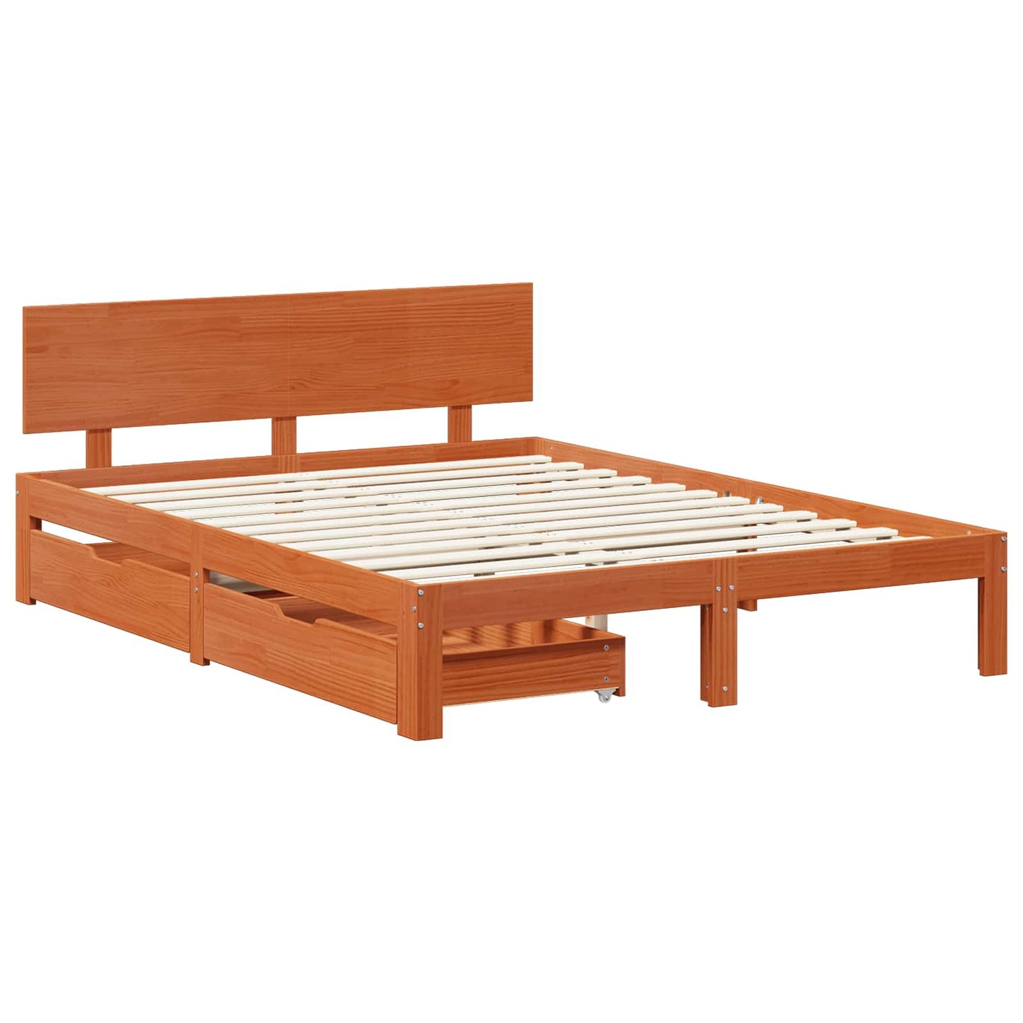 vidaXL Bed Frame with Headboard 3 pcs Wax Brown Solid Pine Wood