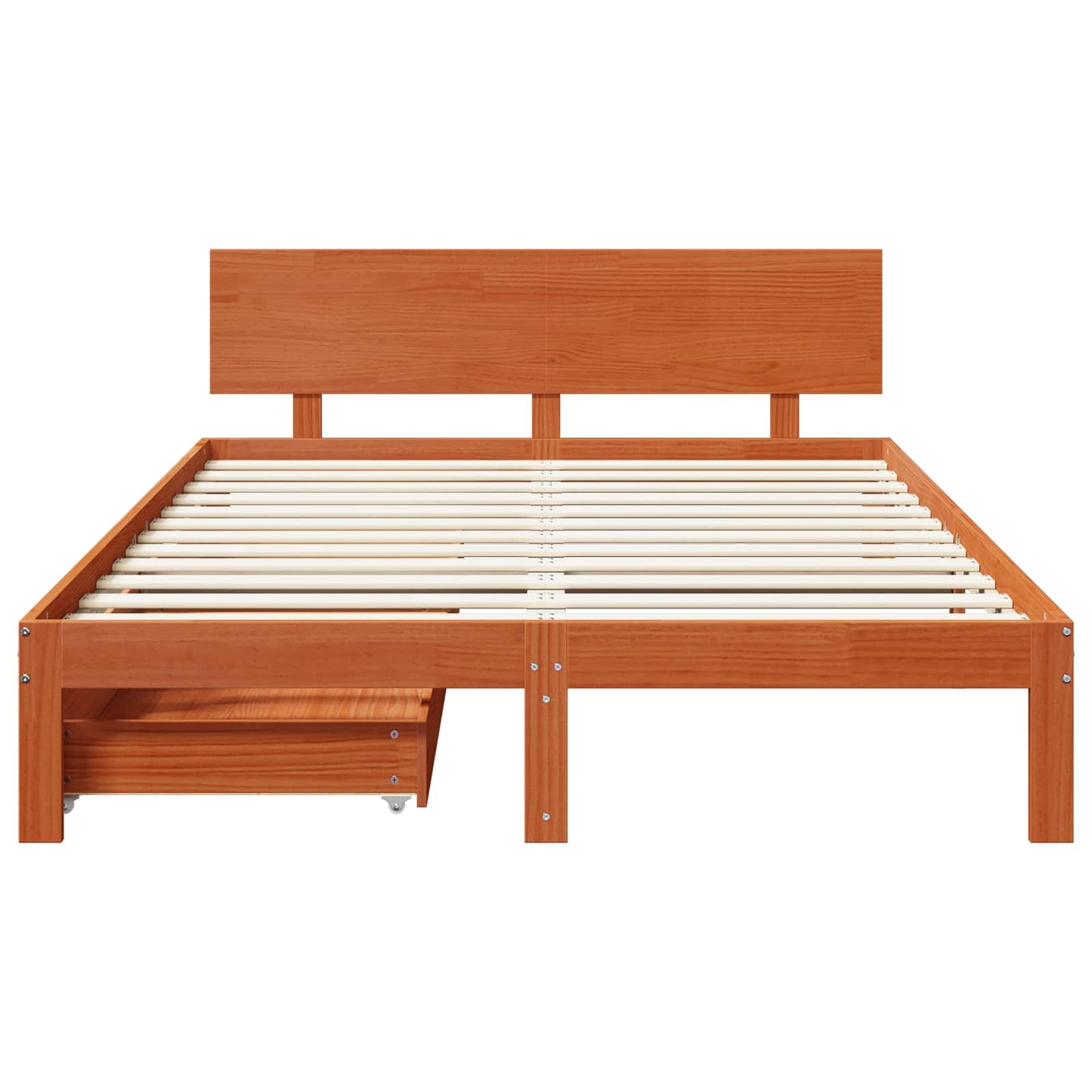 vidaXL Bed Frame with Headboard 3 pcs Wax Brown Solid Pine Wood