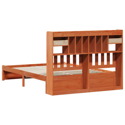 vidaXL Bookcase Bed Frame Wax Brown 200 x 160 cm Solid Pine Wood