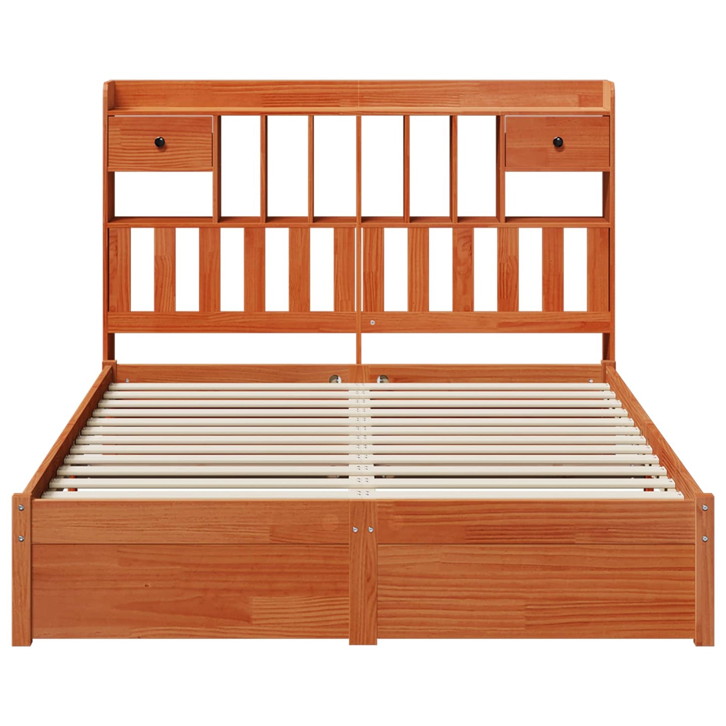 vidaXL Bookcase Bed Frame Wax Brown 200 x 160 cm Solid Pine Wood
