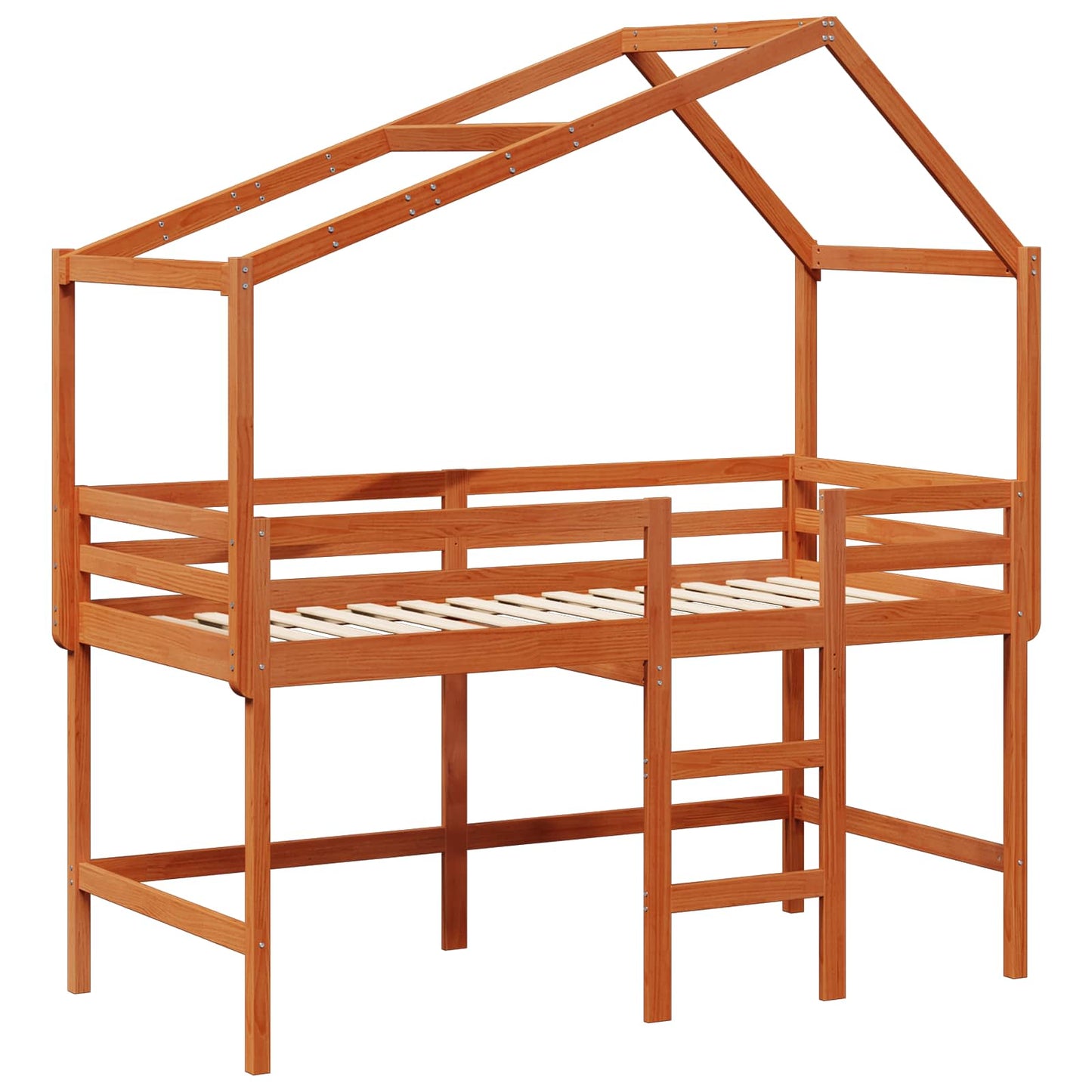 vidaXL Loft Bed Frame Wax Brown 90 x 190 cm Solid Pine Wood