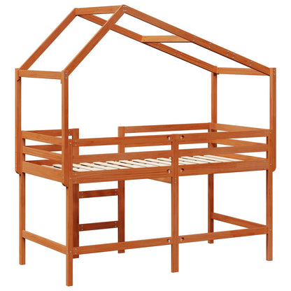 vidaXL Loft Bed Frame Wax Brown 90 x 190 cm Solid Pine Wood