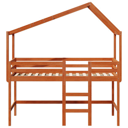 vidaXL Loft Bed Frame Wax Brown 90 x 190 cm Solid Pine Wood