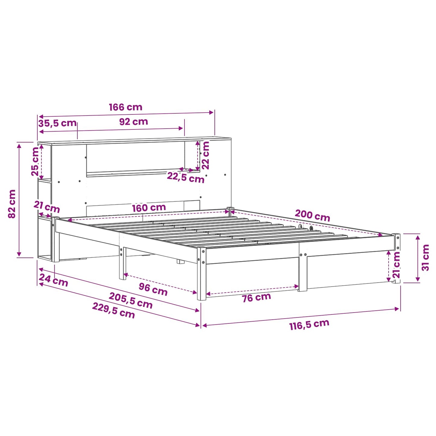vidaXL Bed Frame with Storage Headboard with Headboard 2 pcs Wax Brown