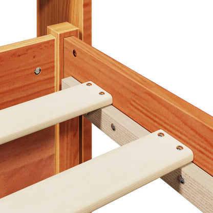 vidaXL Bed Frame with Headboard Wax Brown 200 x 200 cm Solid Pine Wood