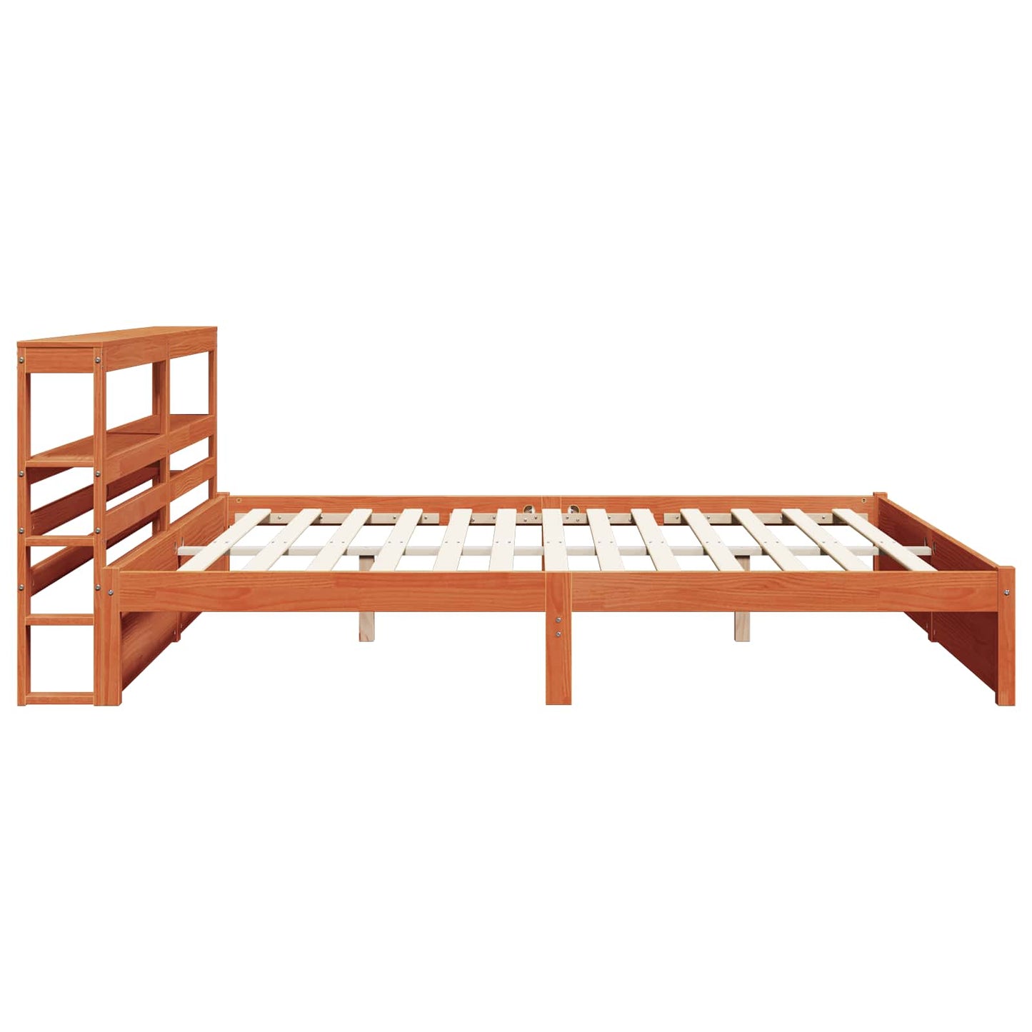 vidaXL Bed Frame with Headboard Wax Brown 180 x 200 cm Solid Pine Wood