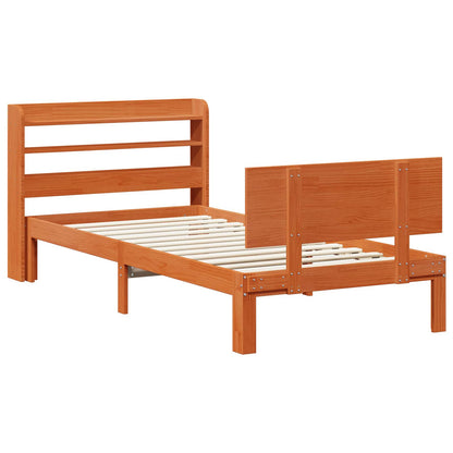 vidaXL Bed Frame with Headboard 2 pcs Wax Brown Solid Pine Wood