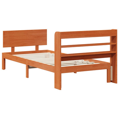 vidaXL Bed Frame with Headboard 2 pcs Wax Brown Solid Pine Wood