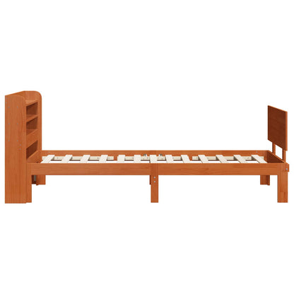 vidaXL Bed Frame with Headboard 2 pcs Wax Brown Solid Pine Wood