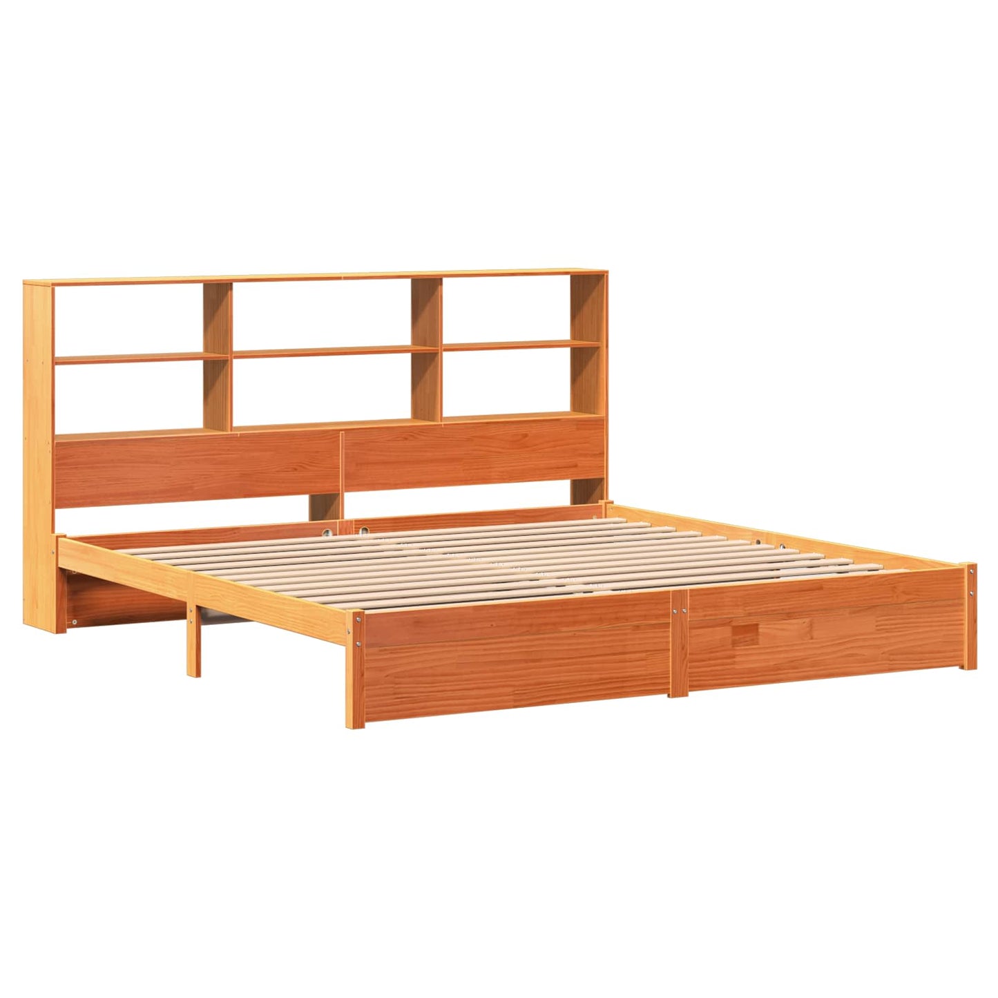 vidaXL Bookcase Bed Frame Wax Brown 180 x 200 cm Solid Pine Wood