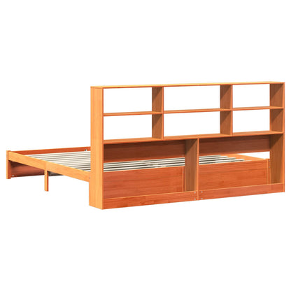 vidaXL Bookcase Bed Frame Wax Brown 180 x 200 cm Solid Pine Wood