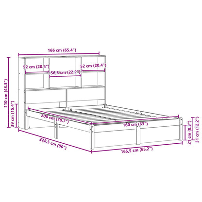 vidaXL Bed Frame with Storage Headboard Wax Brown 160 x 200 cm