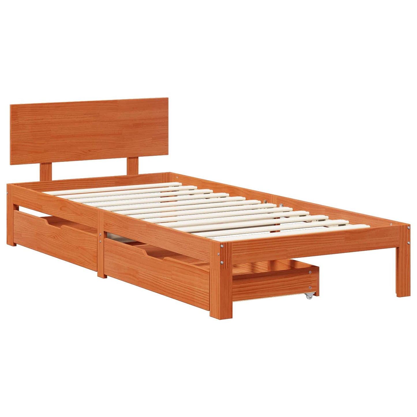 vidaXL Bed Frame with Headboard 3 pcs Wax Brown Solid Pine Wood