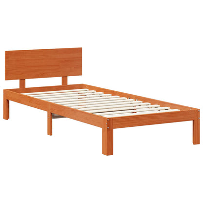 vidaXL Bed Frame with Headboard 3 pcs Wax Brown Solid Pine Wood