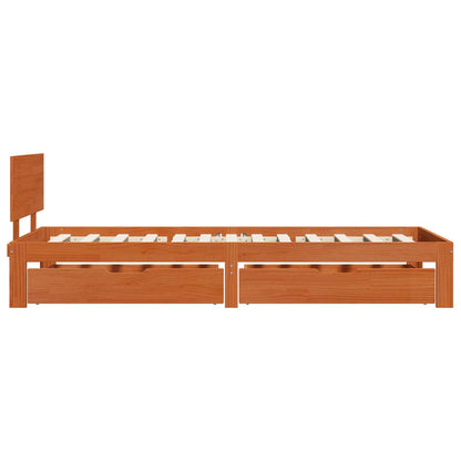 vidaXL Bed Frame with Headboard 3 pcs Wax Brown Solid Pine Wood