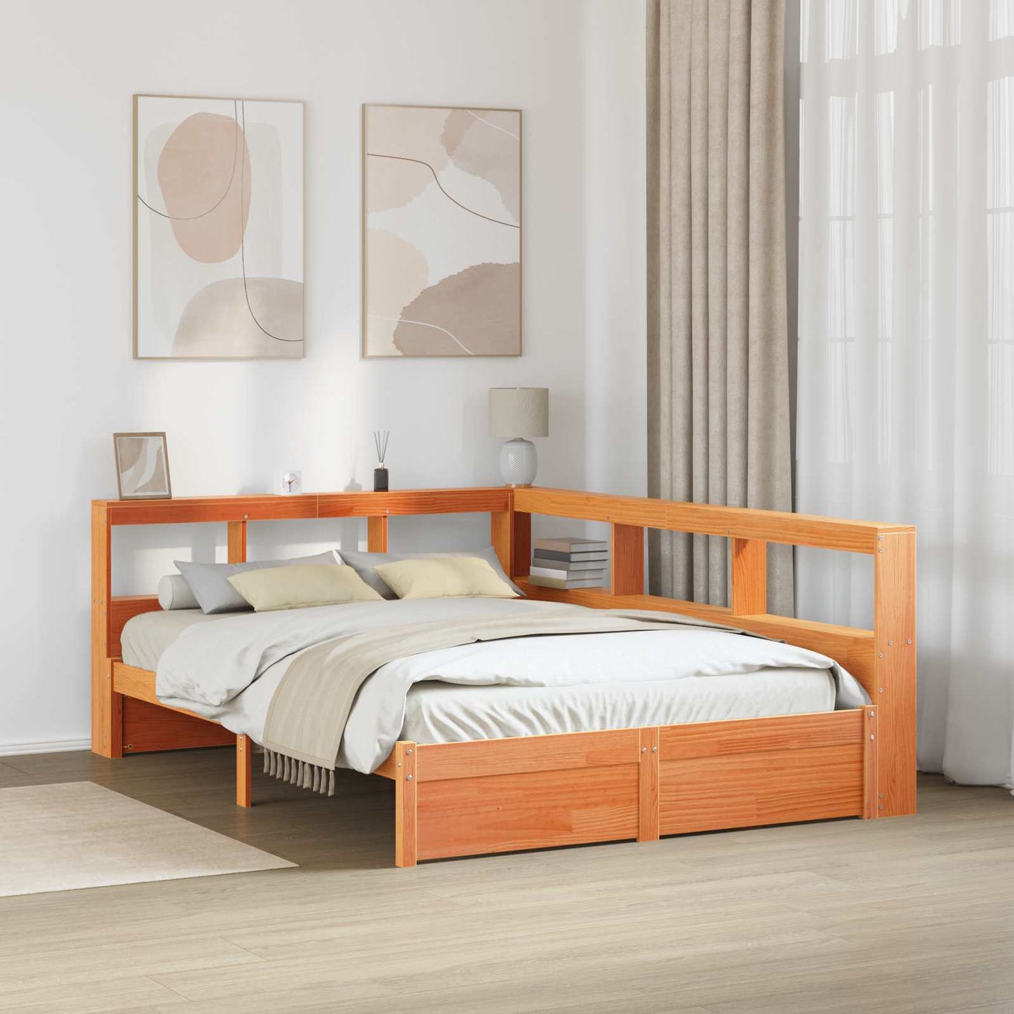 vidaXL Bookcase Bed 2 pcs Wax Brown 200 x 160 cm Solid Pine Wood