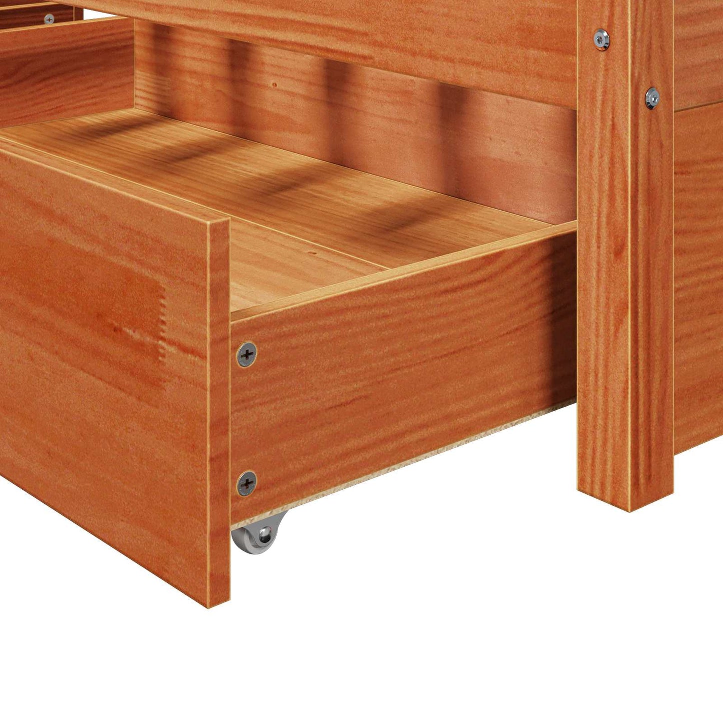 vidaXL Bed Frame with Drawer Wax Brown 200 x 200 cm Solid Pine Wood