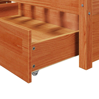 vidaXL Bed Frame with Drawer Wax Brown 200 x 200 cm Solid Pine Wood