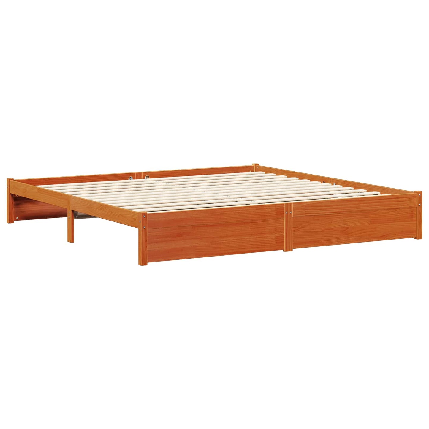 vidaXL Bed Frame with Headboard Wax Brown 200 x 200 cm Solid Pine Wood