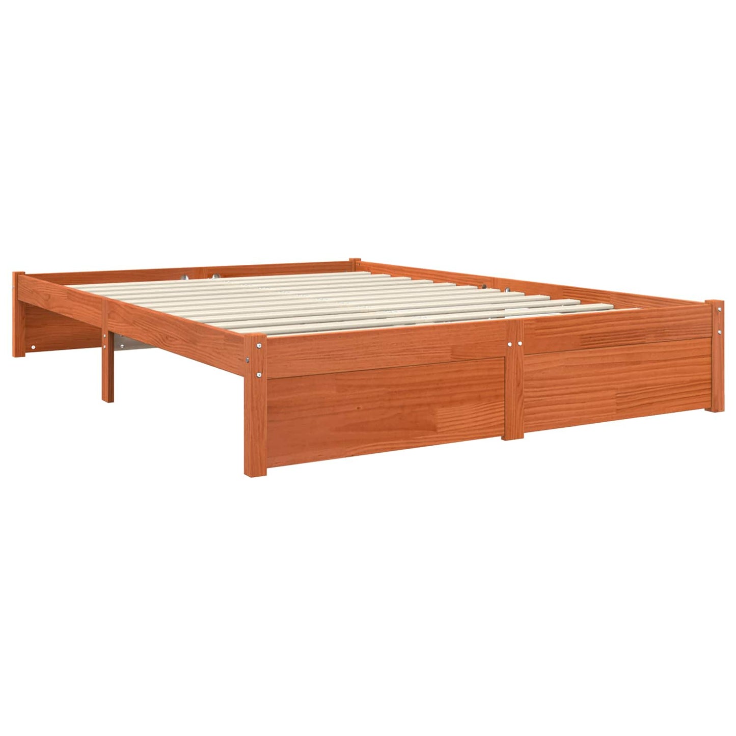 vidaXL Bookcase Bed Frame Wax Brown 200 x 150 cm Solid Pine Wood