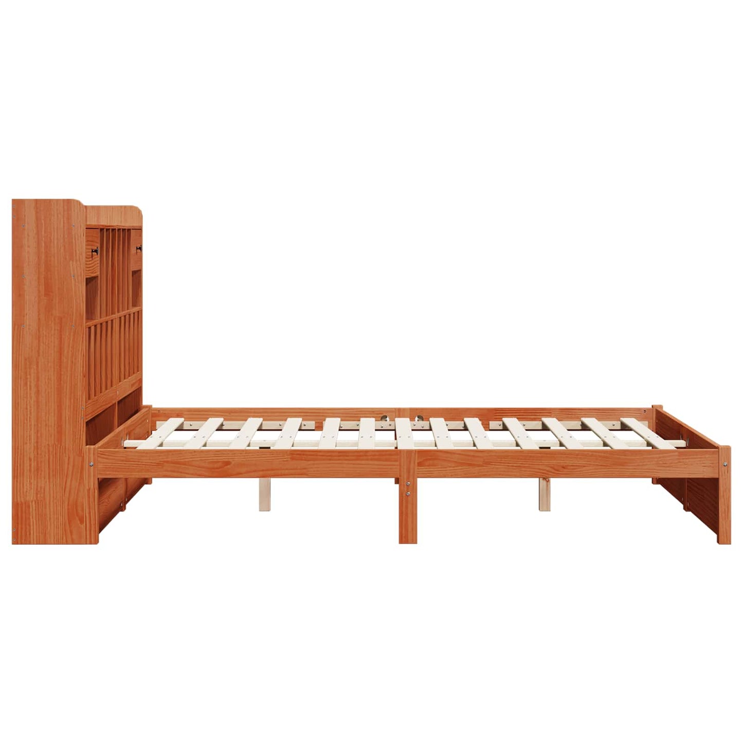 vidaXL Bookcase Bed Frame Wax Brown 200 x 150 cm Solid Pine Wood