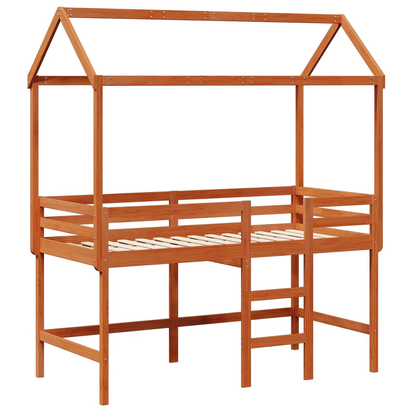 vidaXL Loft Bed Frame Wax Brown 90 x 190 cm Solid Pine Wood