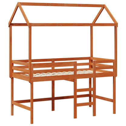 vidaXL Loft Bed Frame Wax Brown 90 x 190 cm Solid Pine Wood