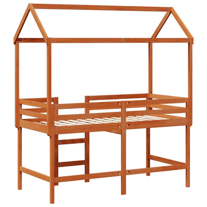 vidaXL Loft Bed Frame Wax Brown 90 x 190 cm Solid Pine Wood