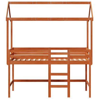 vidaXL Loft Bed Frame Wax Brown 90 x 190 cm Solid Pine Wood